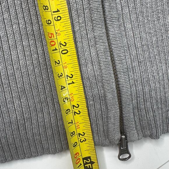Eddie Bauer Women Soft Gray Knit Full Zip Ribbed Sweater Medium y2K - Picture 7 of 7